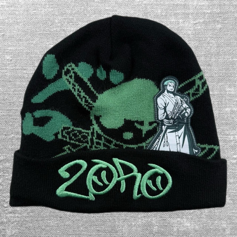 Official Ripple Junction One Piece Roronoa Zoro Graffiti Knit Cuffed Beanie Hat